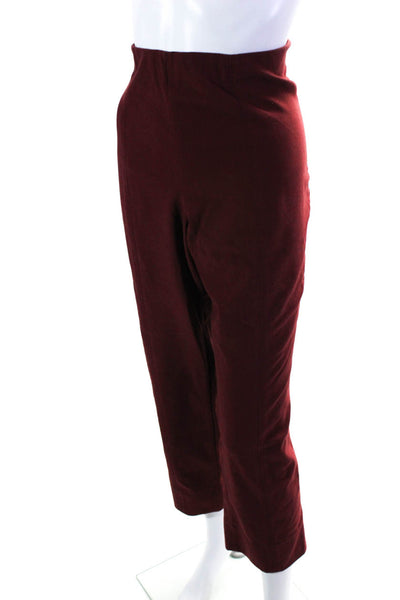 Vince Womens Side Zip High Rise Pleated Straight Leg Pants Red Cotton Size 2XL