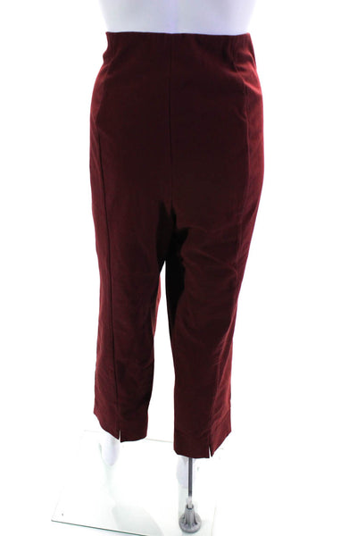 Vince Womens Side Zip High Rise Pleated Straight Leg Pants Red Cotton Size 2XL