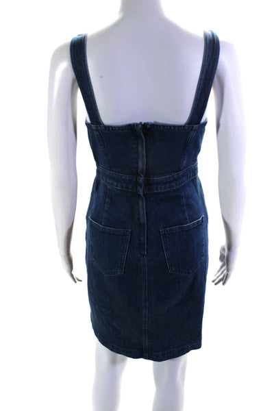 Madewell Women's Square Nek Pockets Medium Wash Denim Mini Dress Size 2