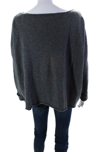 Demylee Women's Round Neck Long Sleeves Pullover Cashmere Sweater Gray Size XL