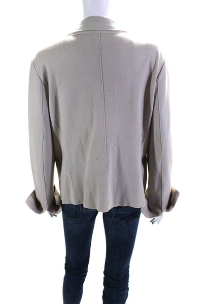Kal Rieman Womens Beige Wool One Button Long Sleeve Blazer Jacket Size L