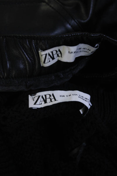 Zara Womens Sweater Top Pants Black Size S XS Lot 2