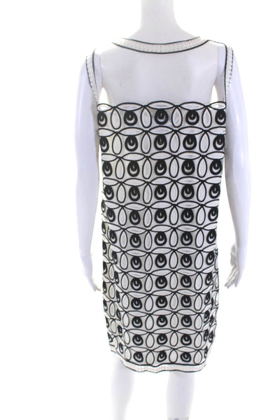 Belle Badgley Mischka Womens Embroidered Shift Dress White Black Size 12