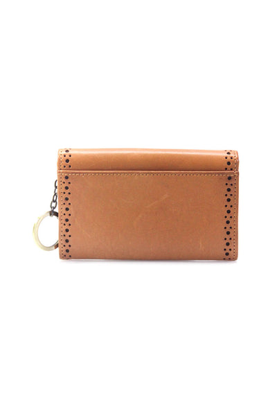 Lauren Ralph Lauren Womens Leather Eyelet Mini Wallet Key Chain Brown