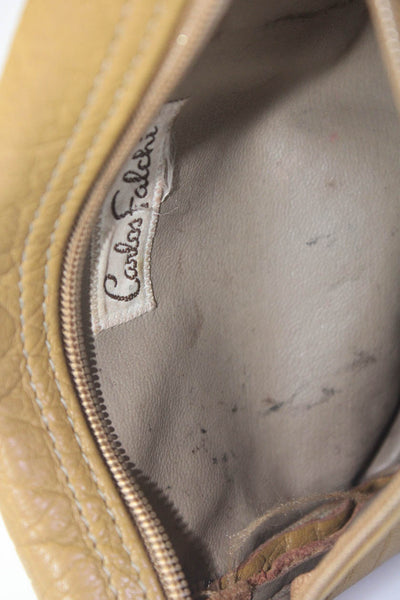 Carlos Falchi Womens Leather Zipper Front Mini Cluthc Hnadbag Brown