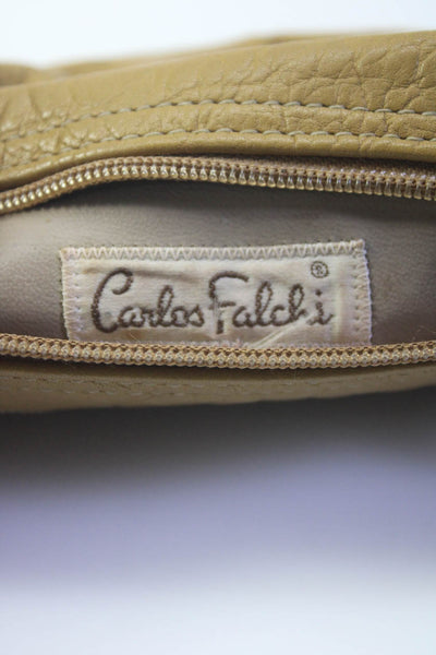 Carlos Falchi Womens Leather Zipper Front Mini Cluthc Hnadbag Brown