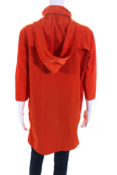 Ali Ra Womens Front Zip 3/4 Sleeve Mock Neck Light Jacket Orange Size 4