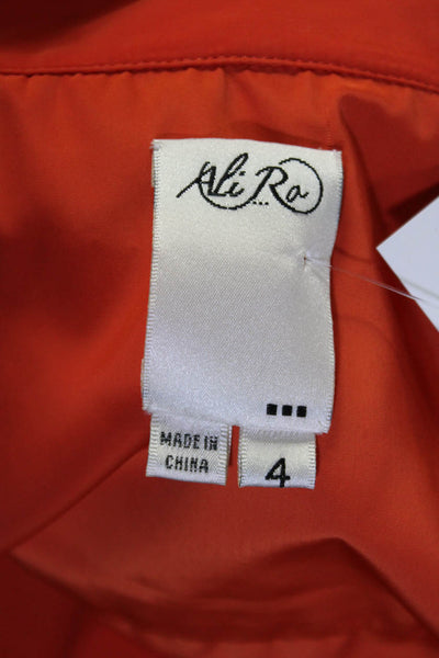 Ali Ra Womens Front Zip 3/4 Sleeve Mock Neck Light Jacket Orange Size 4