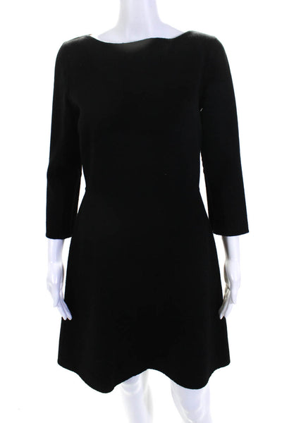 Theory Womens Back Zip 3/4 Sleeve Boat Neck Kamillina Saxton Dress Black Size 8