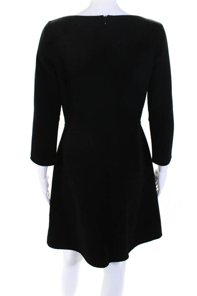 Theory Womens Back Zip 3/4 Sleeve Boat Neck Kamillina Saxton Dress Black Size 8
