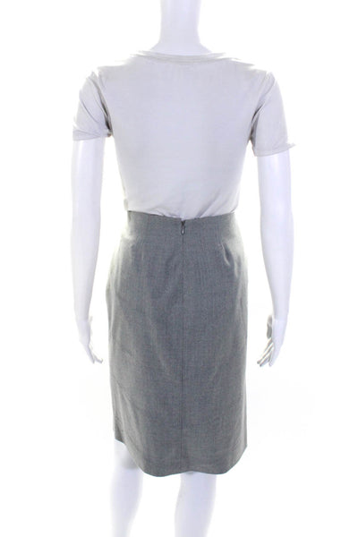 Carolina Herrera Womens Wool High Rise Knee Length Pencil Skirt Gray Size 16