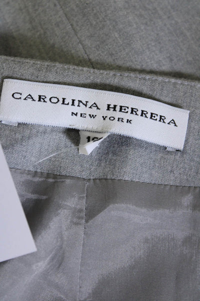 Carolina Herrera Womens Wool High Rise Knee Length Pencil Skirt Gray Size 16