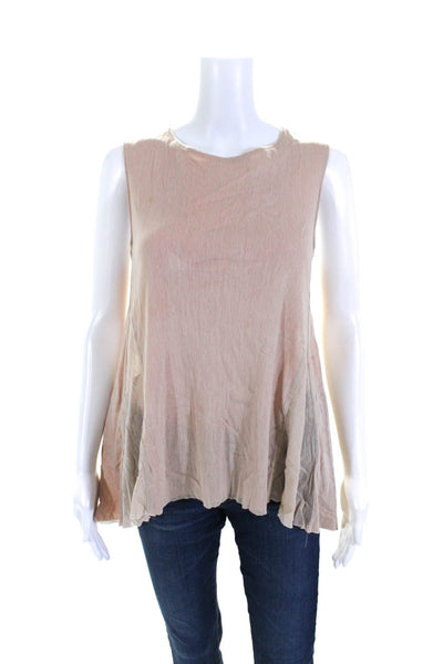 Kaelen Womens Scoop Neck Knit Layered Tank Top Beige Size Medium