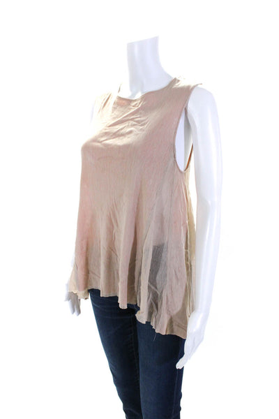 Kaelen Womens Scoop Neck Knit Layered Tank Top Beige Size Medium