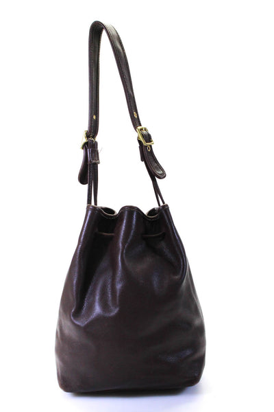 Coach Women's Leather Drawstring Top Handle Bucket Bag Brown Size S