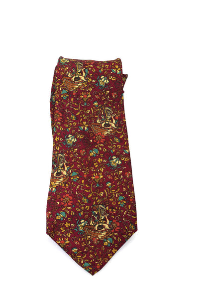 Salvatore Ferragamo Men's Silk Floral Print Neck Tie Red Size O/S