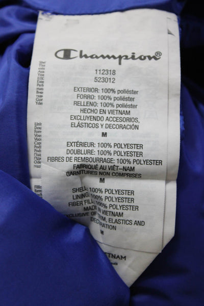 Champion Womens Blue Script Logo Puffer Jacket Blue Size 6 13199942