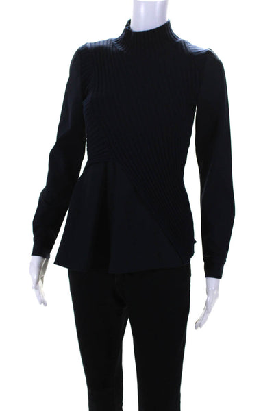 MARYLING Womens Navy Combo Turtleneck Sweater Blue Size 2 12406574
