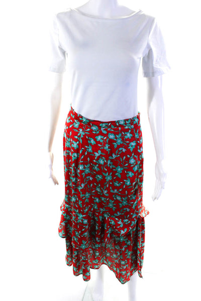 Love, Whit by Whitney Port Womens Red Turquoise Floral Skirt Red Size 6 13461269