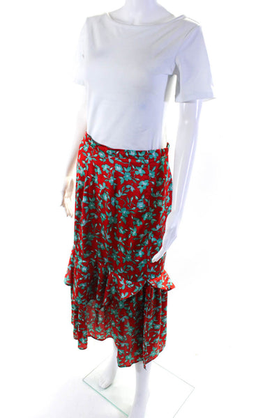 Love, Whit by Whitney Port Womens Red Turquoise Floral Skirt Red Size 6 13461171