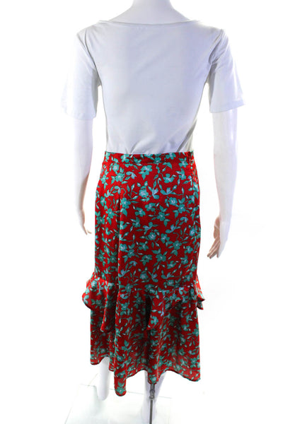 Love, Whit by Whitney Port Womens Red Turquoise Floral Skirt Red Size 6 13461171