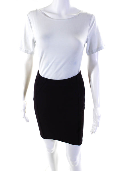 BCBG Max Azria Womens Ribbed Knit Mid Rise Short Pencil Skirt Plum Size XS