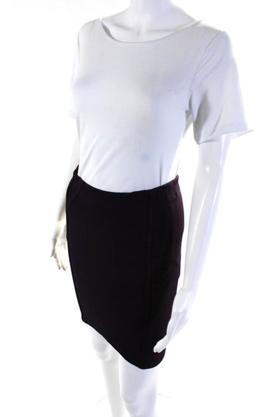 BCBG Max Azria Womens Ribbed Knit Mid Rise Short Pencil Skirt Plum Size XS