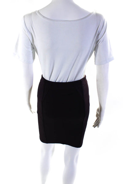 BCBG Max Azria Womens Ribbed Knit Mid Rise Short Pencil Skirt Plum Size XS