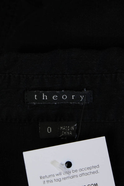 Theory Womens Linen Collared Button Up Long Sleeve Shirt Dress Black Size 0