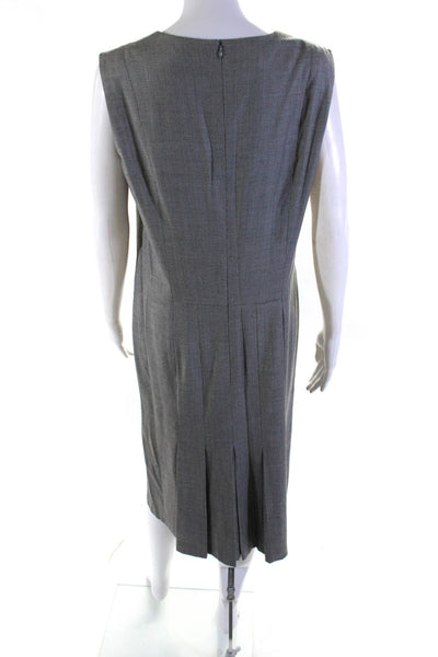 Escada Womens Wool Woven Sleeveless Zip Up Knee Length Shift Dress Gray Size 40