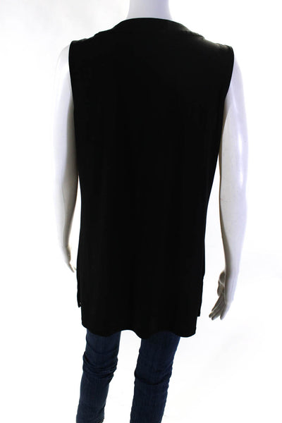 Michael Michael Kors Womens Knit Toggle Sleeveless Blouse Top Black Size L