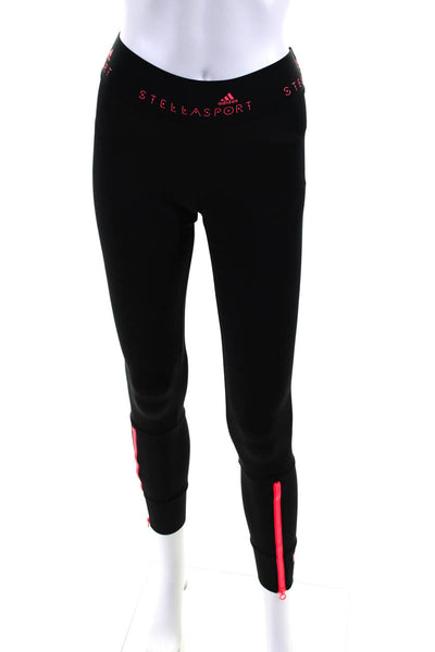 Adidas Stella Sport Womens Mid Rise Zipper Trim Logo Cropped Leggings Black 2XS
