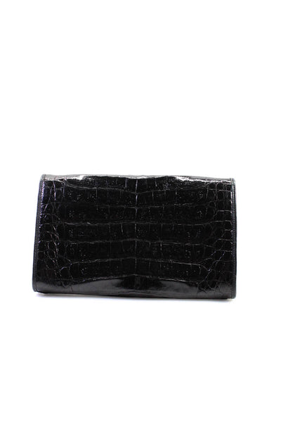 Donna Elissa Women's Crocodile Rectangular Clutch Bag Black Size M