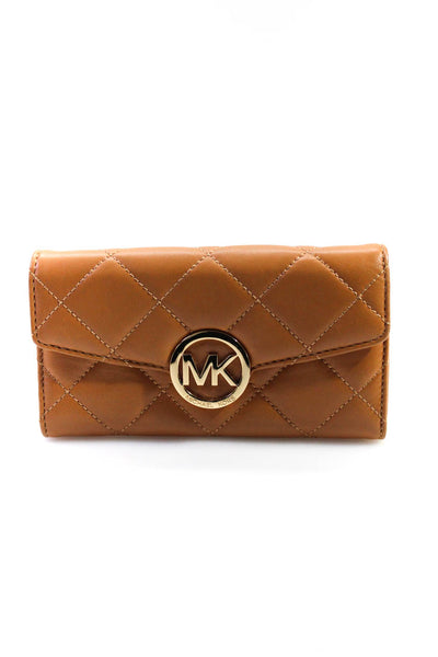 Michael Kors Women's Leather Quilted Anagram Wallet Brown