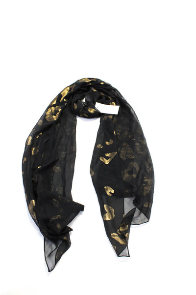 Marchesa Notte Women's Silk Leopard Print Scarf Black Size O/S