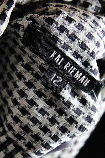 Kal Rieman Womens Black White Checker Button Down Long Sleeve Shirt Size 12