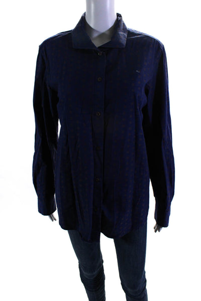 Kal Rieman Womens Navy Cotton Printed Long Sleeve Button Down Shirt Size 12