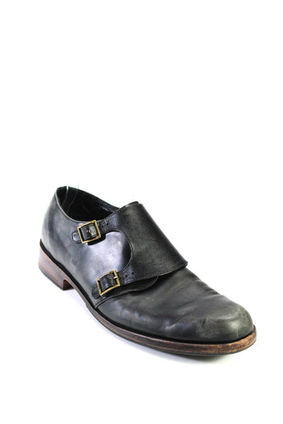 Esquivel Mens Black Leather Double Buckle Details Shoes Size 11