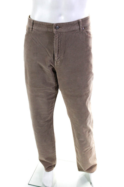Peter Millar Mens Cotton Mid-Rise Straight Leg Corduroy Trousers Brown Size 42