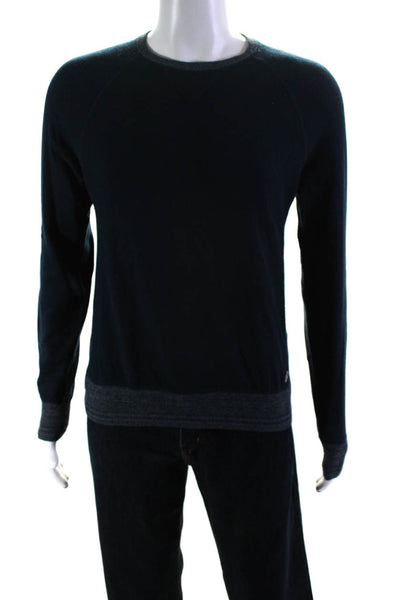 Woolrich Mens Wool Knit Crew Neck Long Sleeve Sweater Pullover Navy Blue Size S
