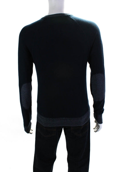 Woolrich Mens Wool Knit Crew Neck Long Sleeve Sweater Pullover Navy Blue Size S
