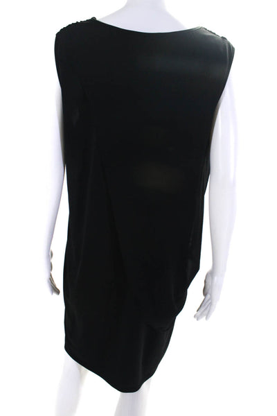 DKNYC Womens Draped Top Round Neck Sleeveless Short Blouson Dress Black Size L