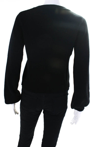 The Westside Womens Crew Neck Cropped Pullover Sweater Black Wool Size XS