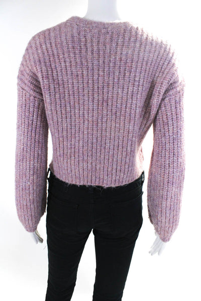 BB Dakota Steve Madden Womens Thick Knit V Neck Button Up Cardigan Purple Small