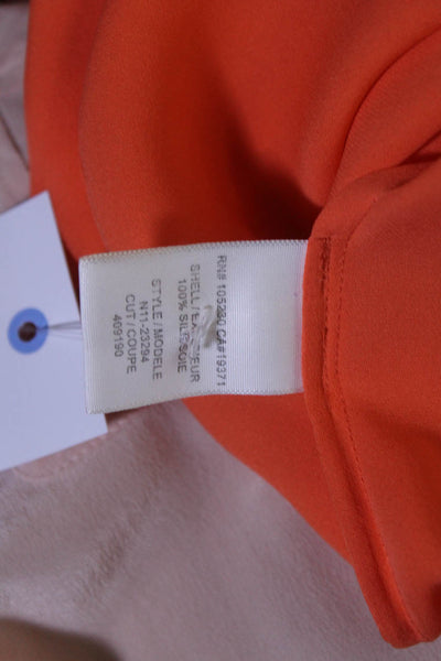 Joie Womens Silk Short Sleeves Blouse Mango Orange Size Medium