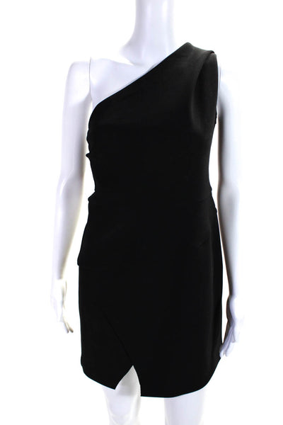 Finders Womens One Shoulder Split Tulip Hem Mini Little Black Dress Black Size M