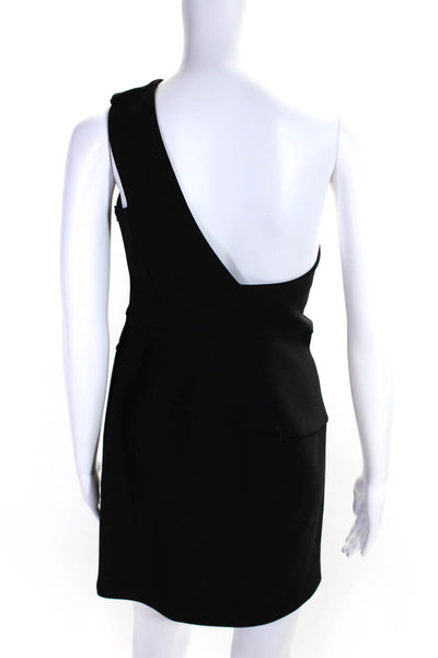 Finders Womens One Shoulder Split Tulip Hem Mini Little Black Dress Black Size M