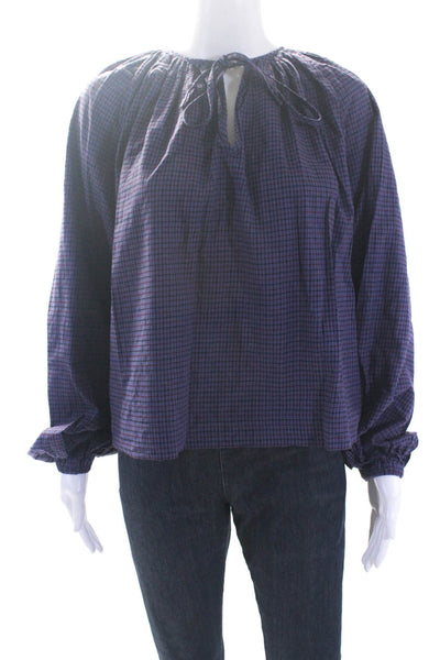 Roseanna Womens Cotton Plaid Print Bishop Long Sleeve Shirt Multicolor Size S