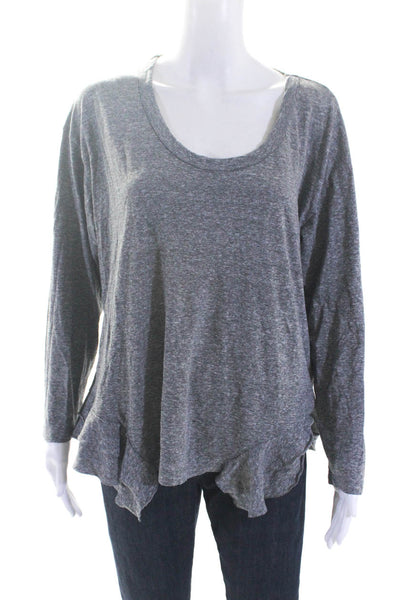 Current/Elliott Women's Long Sleeve Asymmetric Hem T-shirt Gray Size 2