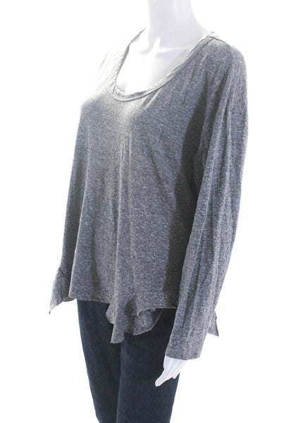 Current/Elliott Women's Long Sleeve Asymmetric Hem T-shirt Gray Size 2